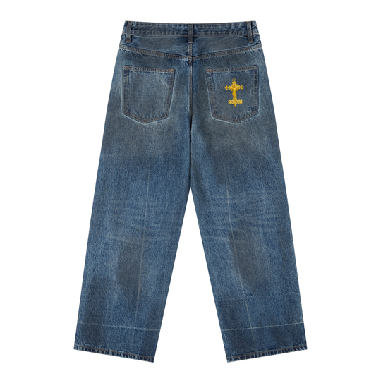 CROSS Vintage Wash Baggy Denim Jeans