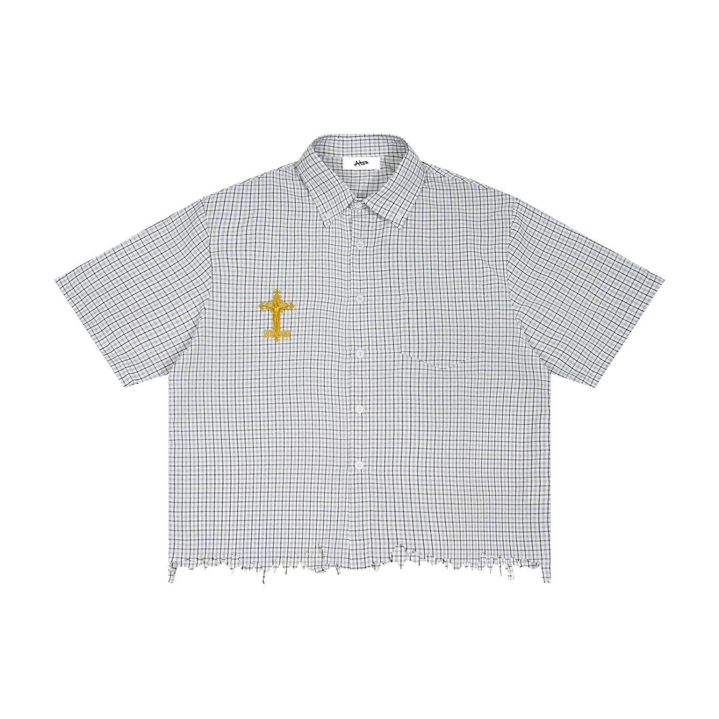 Distressed Plaid Boxy Shirt
