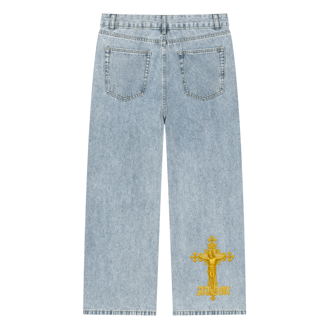 Vintage Wash Straight Leg Jeans