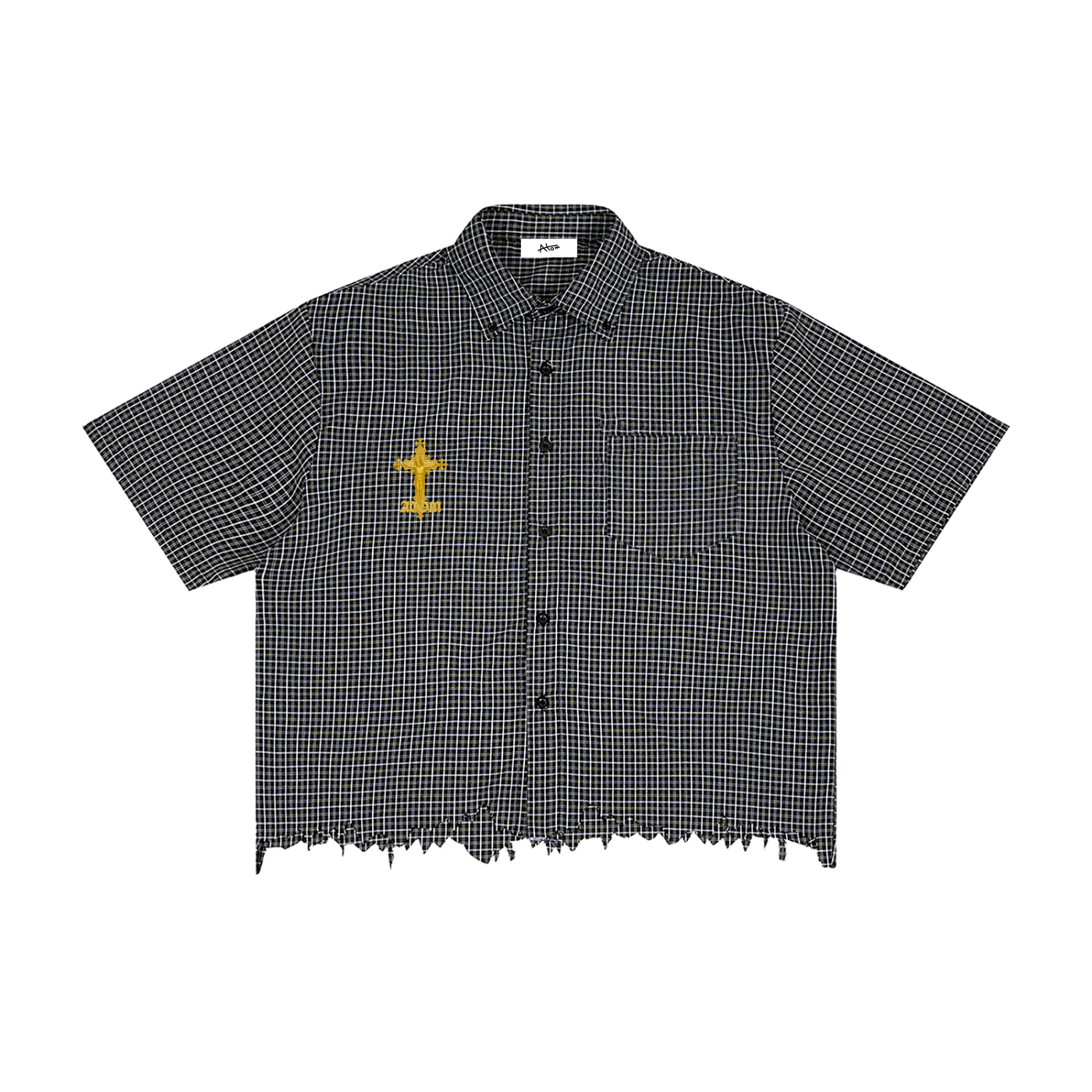 Distressed Plaid Boxy Shirt