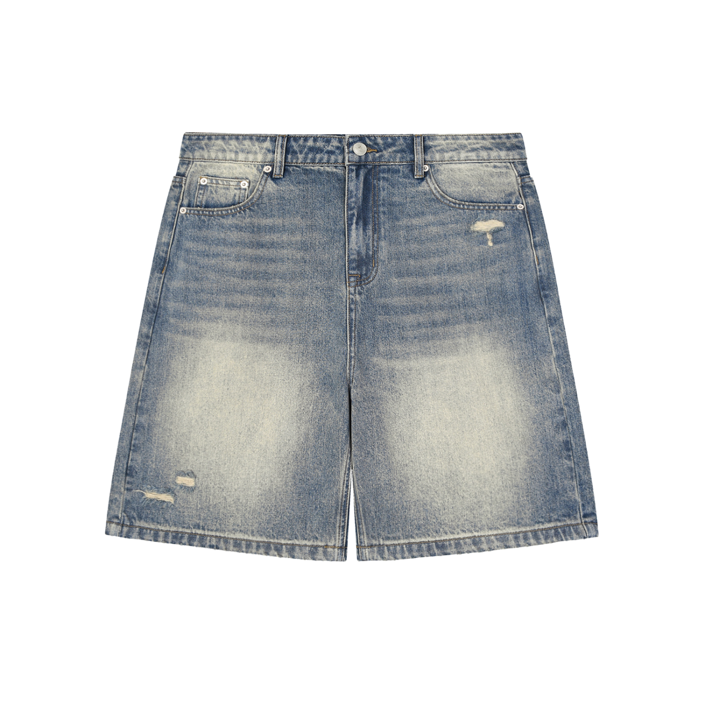 Faded Distressed Denim Shorts