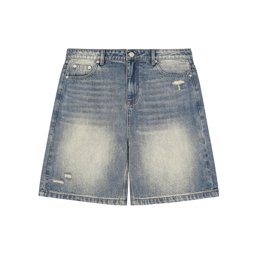 Faded Distressed Denim Shorts