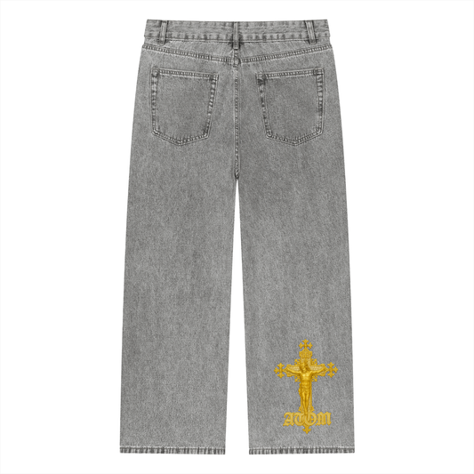 Vintage Wash Straight Leg Jeans