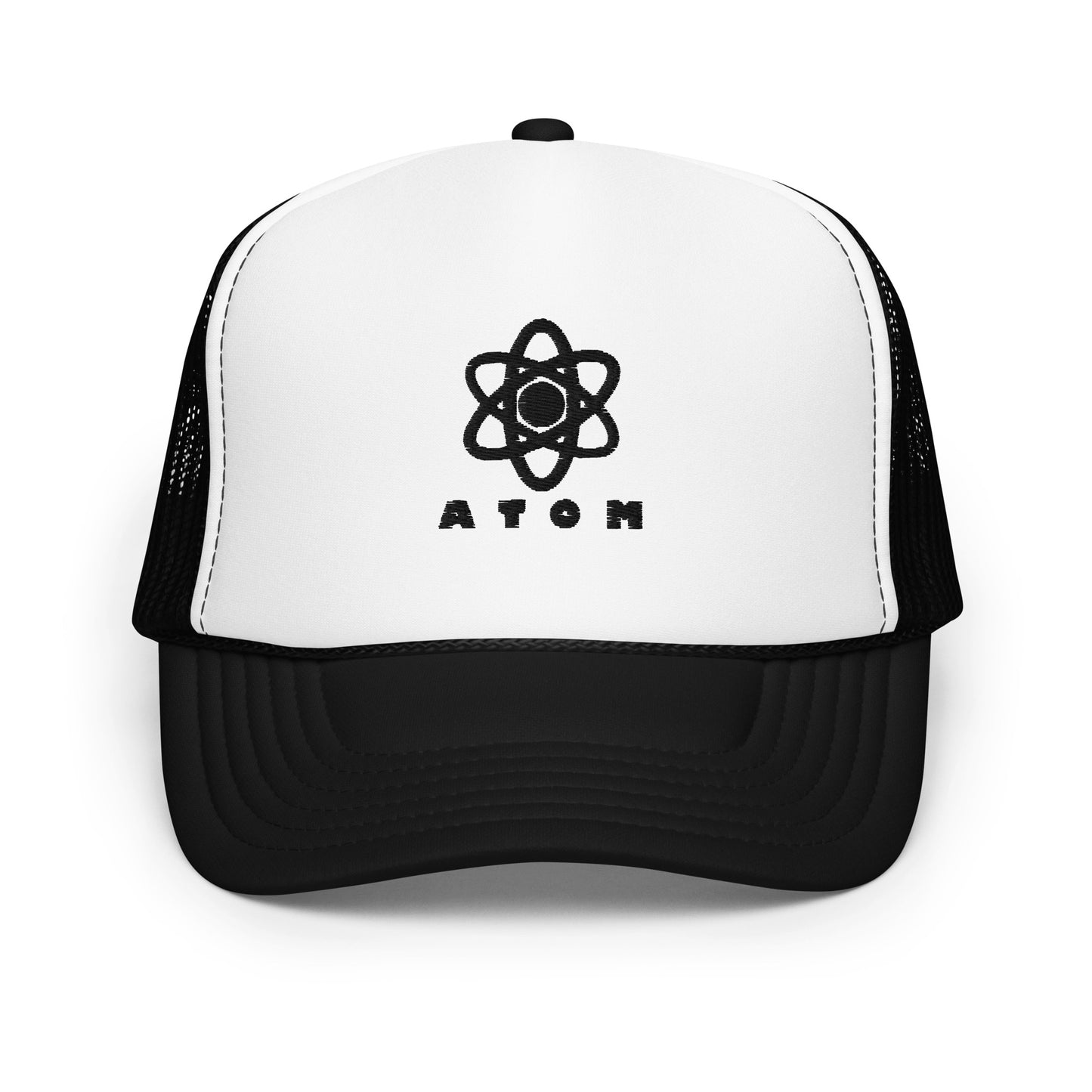 ATOM black logo trucker hat