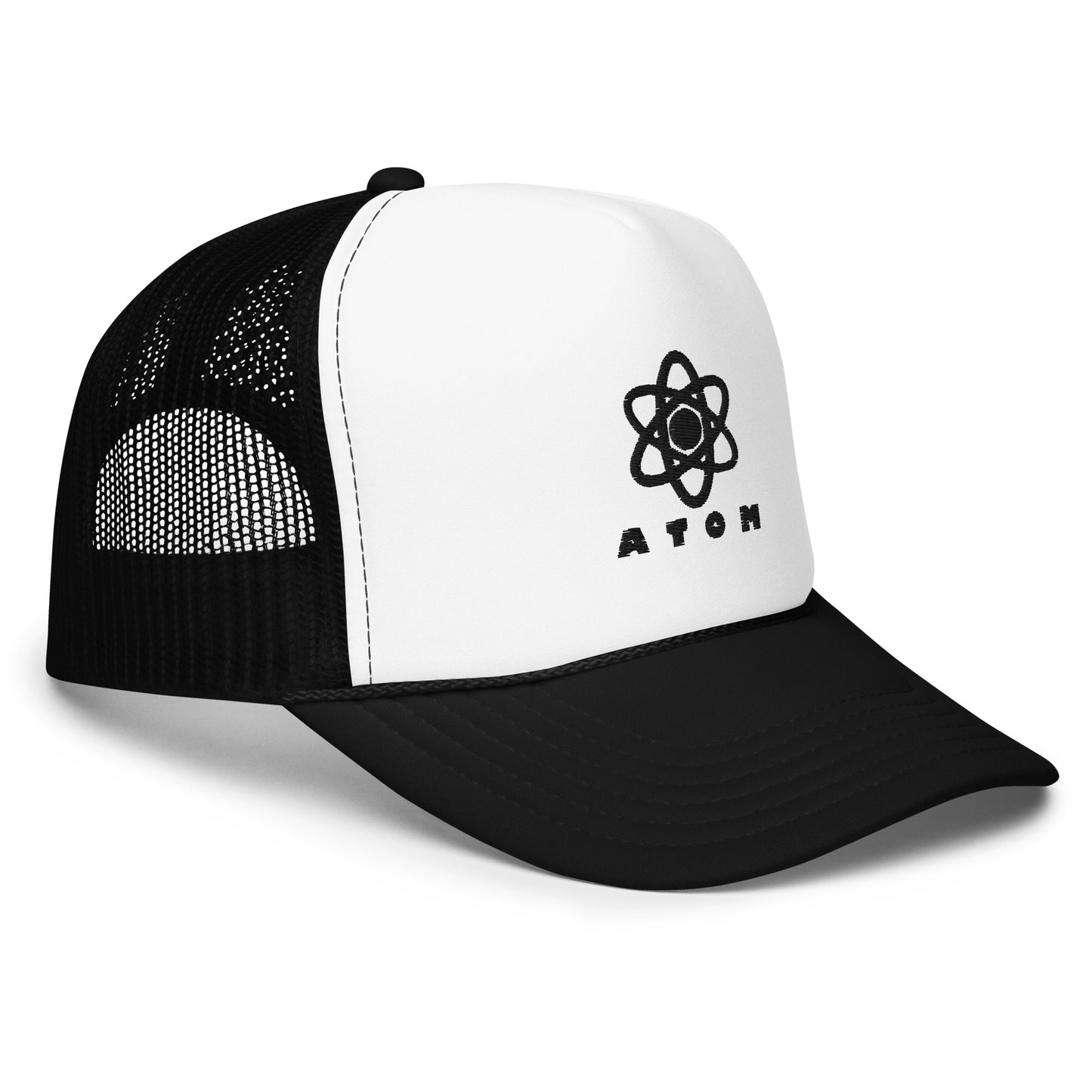 ATOM black logo trucker hat