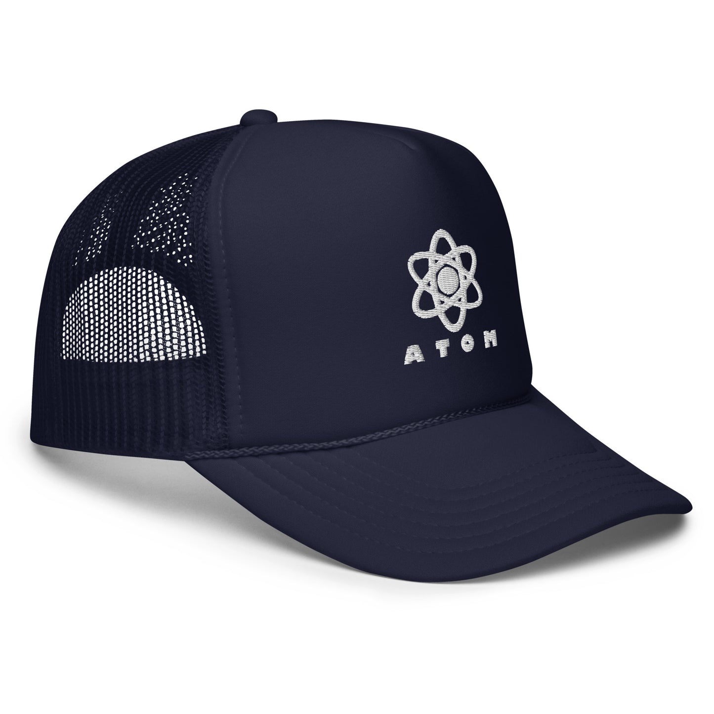 ATOM white logo trucker hat